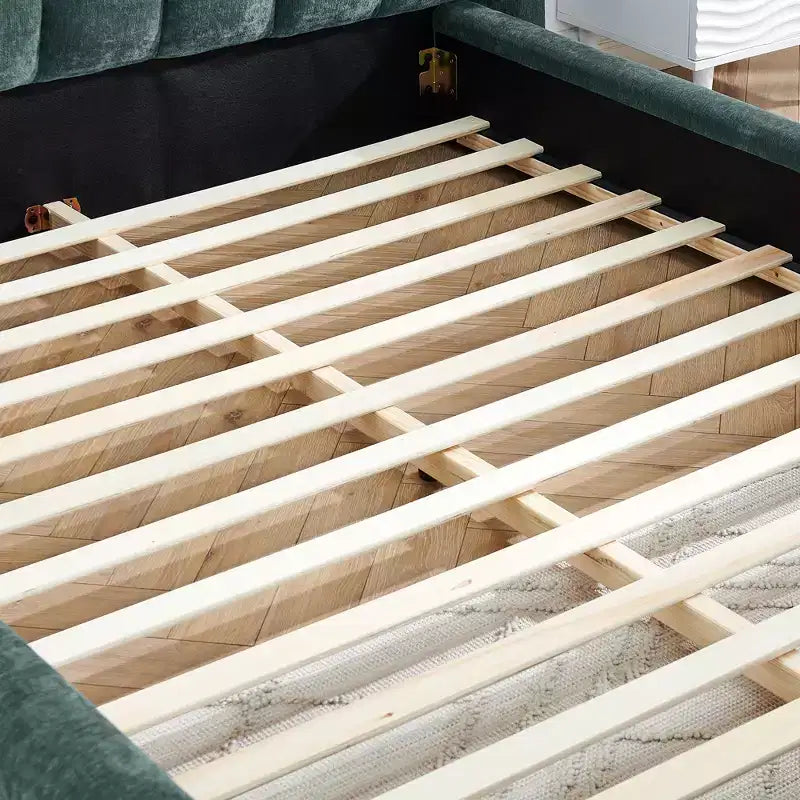 Upholstered Floor Bed with Thick Headboard