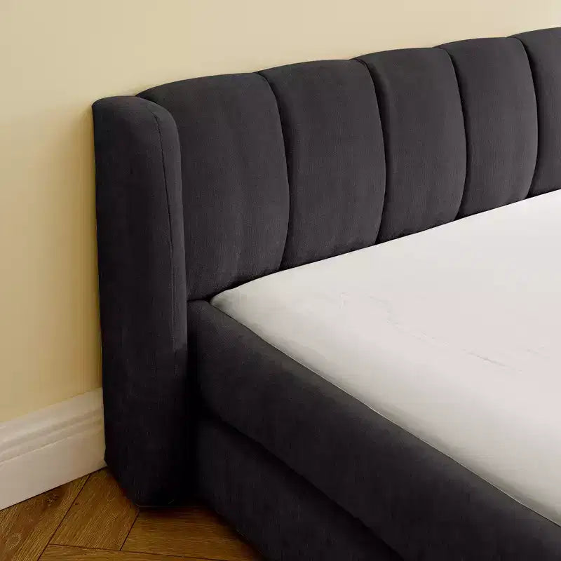 Upholstered Floor Bed with Thick Headboard