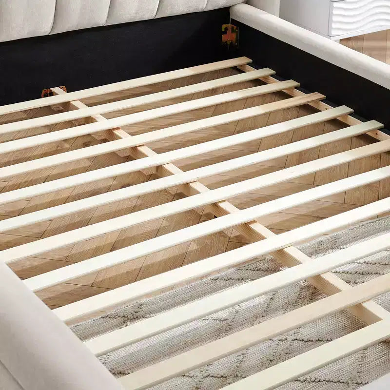Upholstered Floor Bed with Thick Headboard