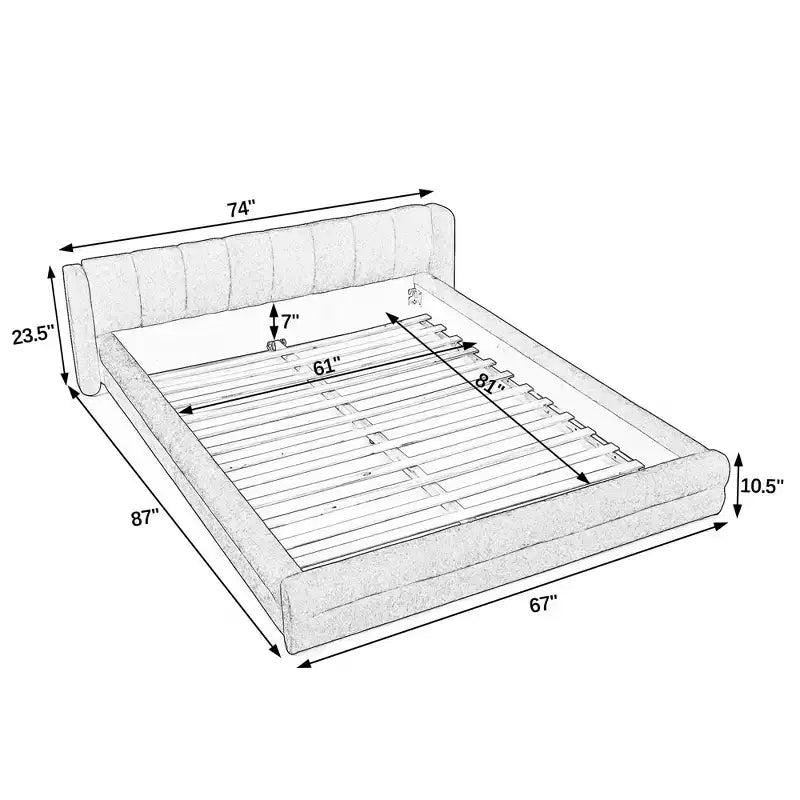 Upholstered Floor Bed with Thick Headboard