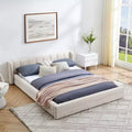 GDFStudio Penel Chenille Upholstered Floor Bed with Thick Headboard