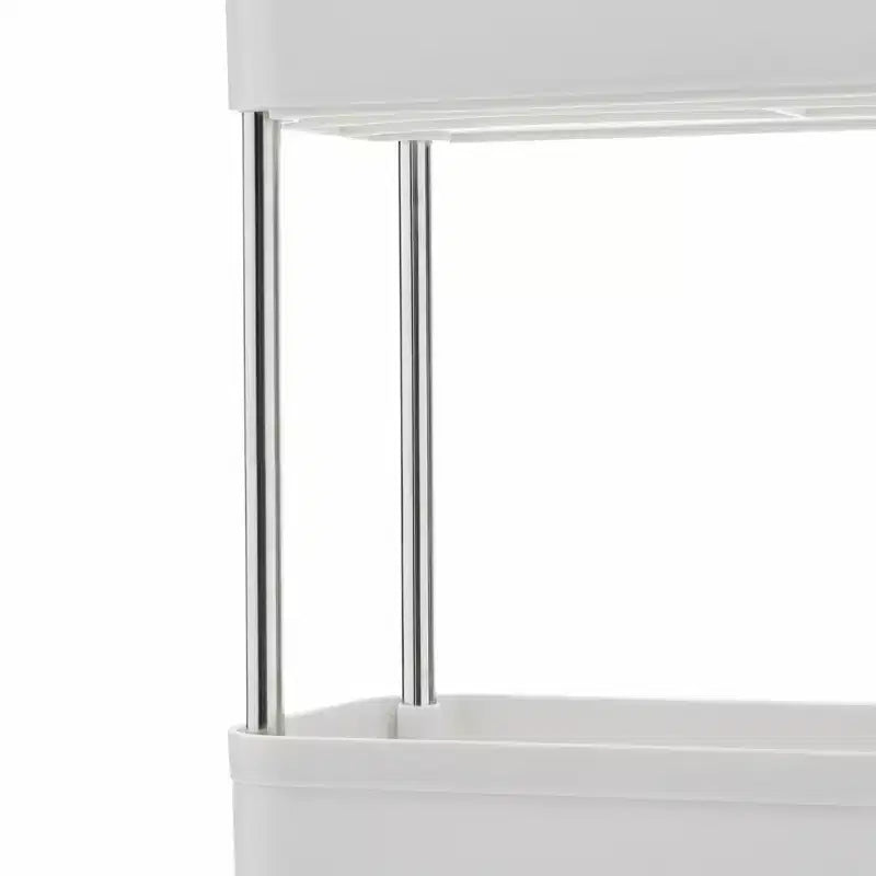 3/4 Tier Rolling Cart, Utility Cart for Kitchen Storage, Mobile Shelves Slide-Out Organizers with 2 Lockable Wheels &amp; Hooks