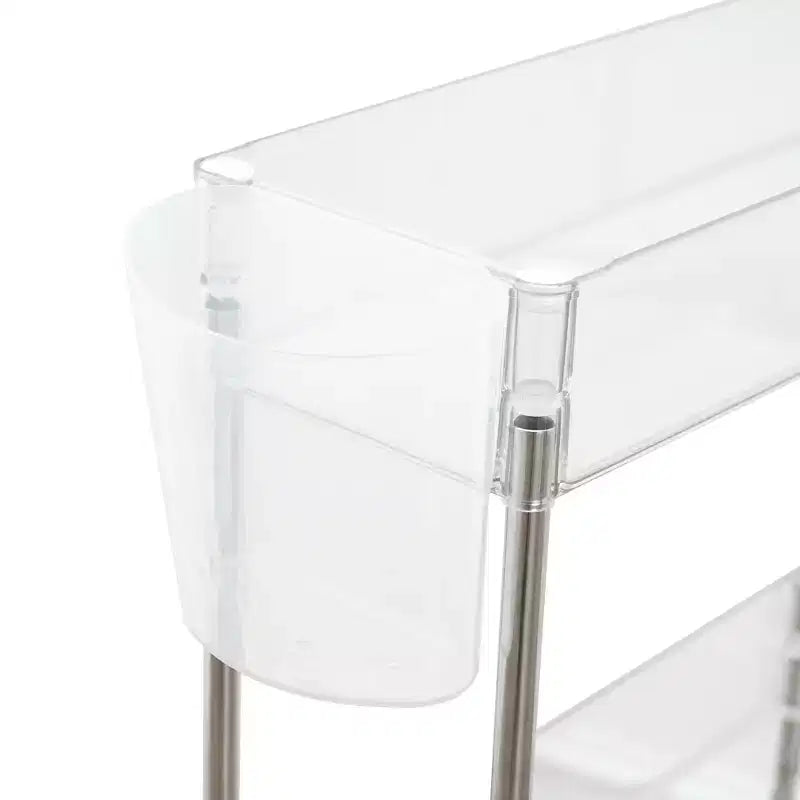 3/4 Tier Rolling Cart, Utility Cart for Kitchen Storage, Mobile Shelves Slide-Out Organizers with 2 Lockable Wheels &amp; Hooks