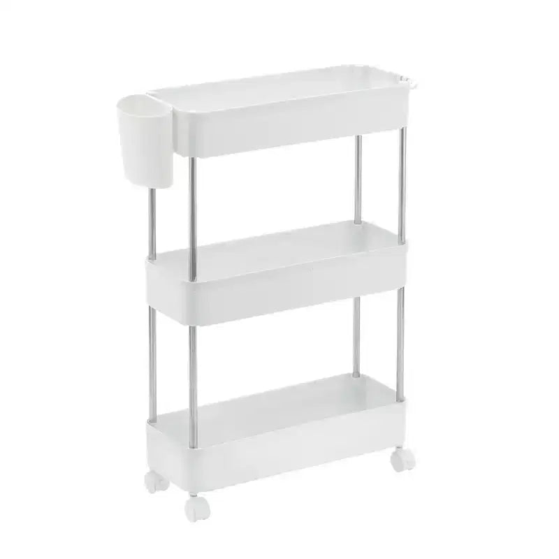 VECELO 3/4 Tier Rolling Cart, Utility Cart for Kitchen Storage, Mobile Shelves Slide-Out Organizers with 2 Lockable Wheels &amp; Hooks