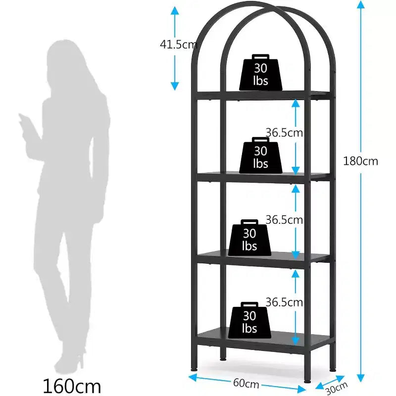 4-Tier Open Arched Bookshelf