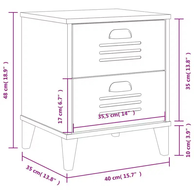 Bedside Cabinet Accent End Table Bedroom Furniture Engineered Wood