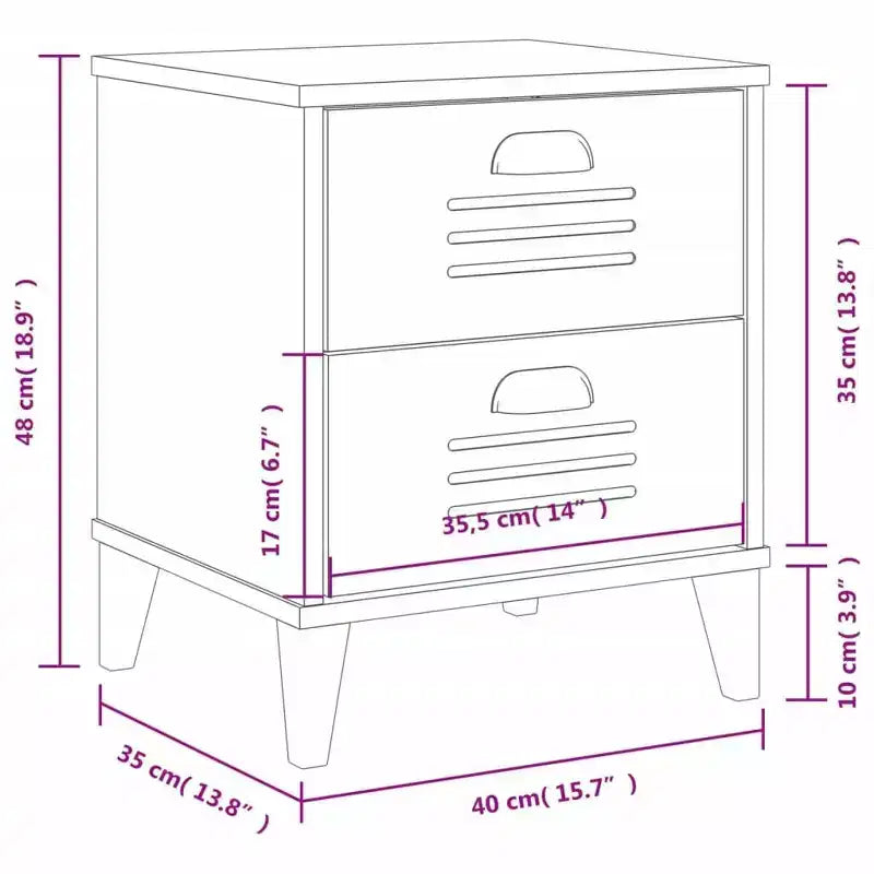 Bedside Cabinet Accent End Table Bedroom Furniture Engineered Wood
