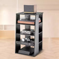 5-Tier AV Media Stand,Wooden Audio-Video Media Stand for DVD Players/Cable Boxes/Games Consoles, Height-Adjustable Media Storage Cabinet, Black