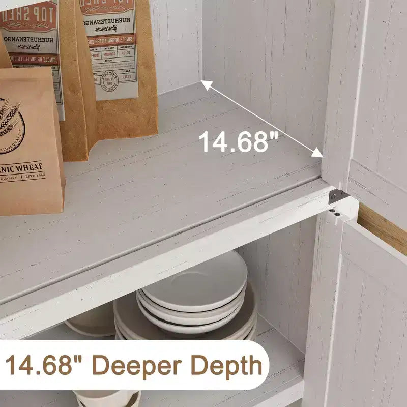 Tall Arched Kitchen Pantry Cabinet Farmhouse Storage with Doors, Large Bookshelf with Doors