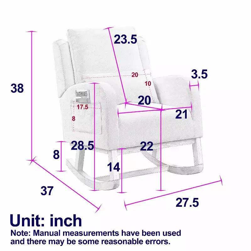 Modern Accent Chair High Backrest Lounge Chair Armchairs Rocking Chair