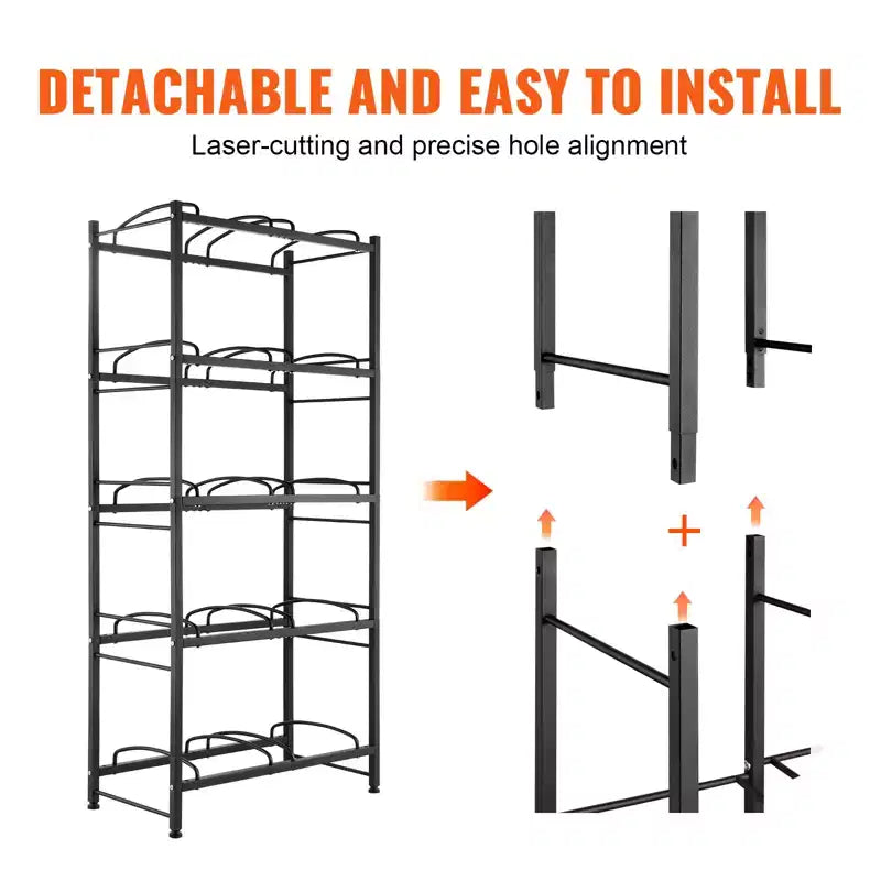 5 Tiers Water Jug Holder, 5 Gallon Water Bottle Holder, Double Row Water Bottle Rack for 10 Bottles, Heavy Duty Water Jug Rack