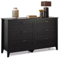 6-Drawer Dresser, Large Storage Cabinet for Bedroom, Living Room, Entryway, Retro Wood Chest of Drawers with Metal Handles &amp; Anti-Tip Design, 54-Inch
