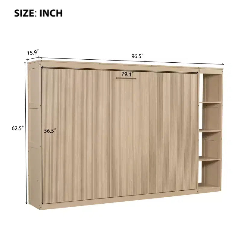 Double bed with built-in bookshelves and storage space to save space and eliminate the need for a mattress base.