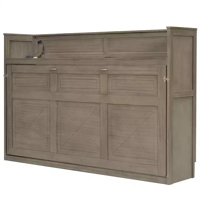 Double bed with built-in bookshelves and storage space to save space and eliminate the need for a mattress base.