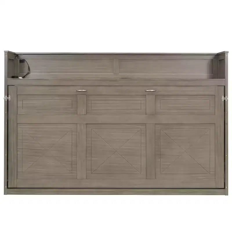 Double bed with built-in bookshelves and storage space to save space and eliminate the need for a mattress base.