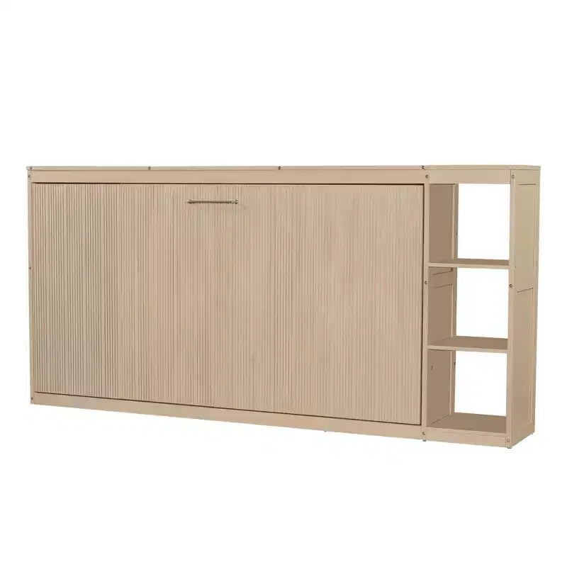 Double bed with built-in bookshelves and storage space to save space and eliminate the need for a mattress base.