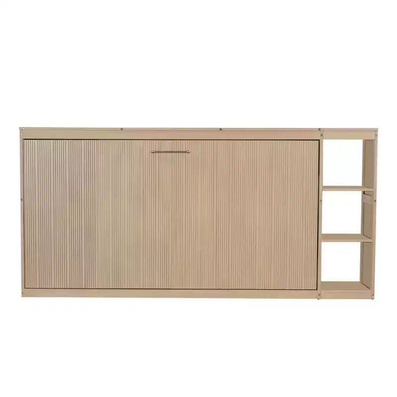Double bed with built-in bookshelves and storage space to save space and eliminate the need for a mattress base.