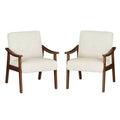 Yaheetech Set of 2 Mid-Century Modern Armchairs with Solid Wood Legs for Living Room, Bedroom, Guestroom
