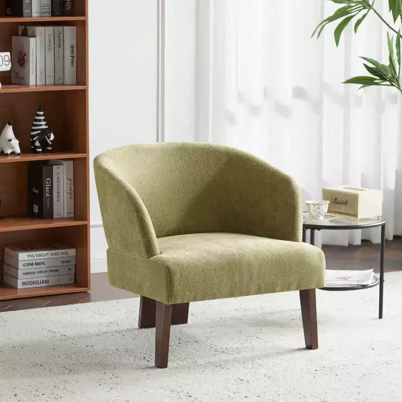 Mid-Century Modern Upholstered Accent Chair with Curved Back