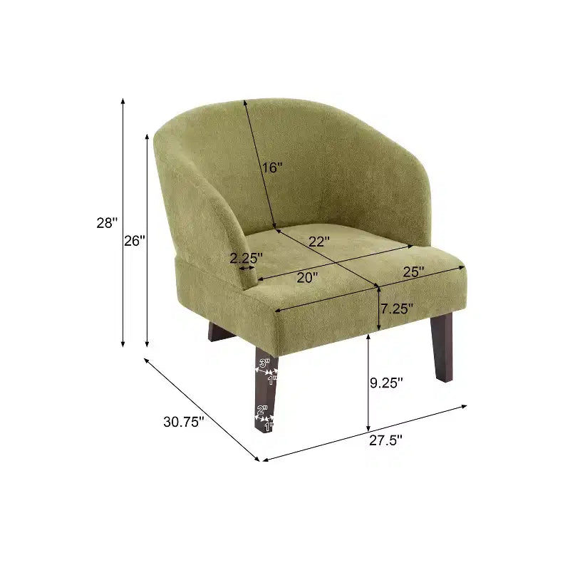 Mid-Century Modern Upholstered Accent Chair with Curved Back