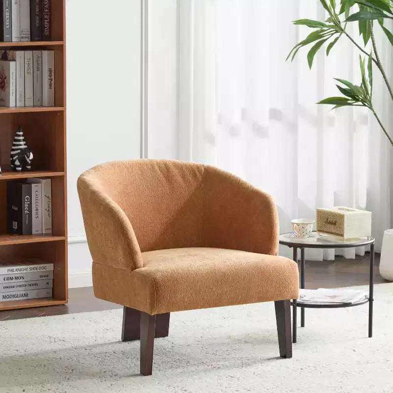 Mid-Century Modern Upholstered Accent Chair with Curved Back