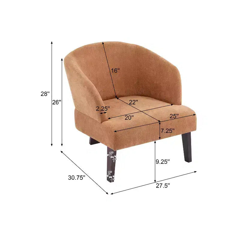 Mid-Century Modern Upholstered Accent Chair with Curved Back