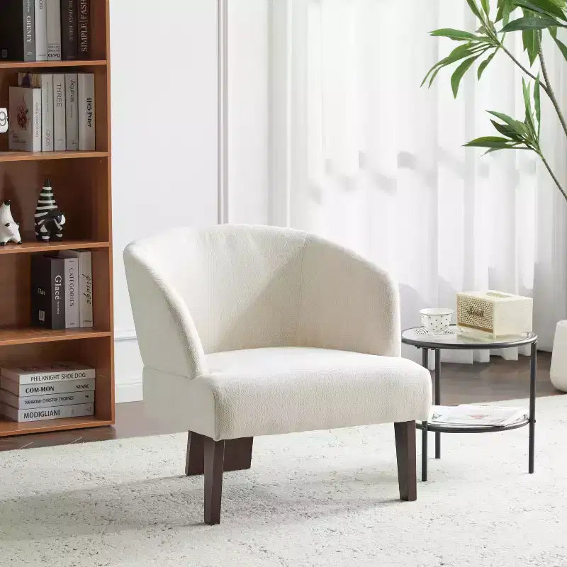 Mid-Century Modern Upholstered Accent Chair with Curved Back