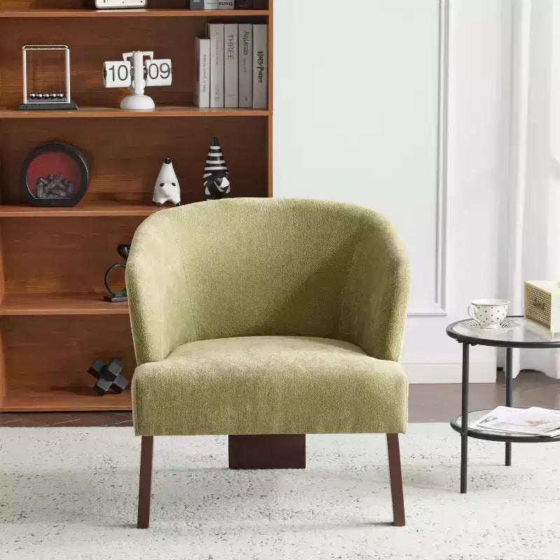 Mid-Century Modern Upholstered Accent Chair with Curved Back