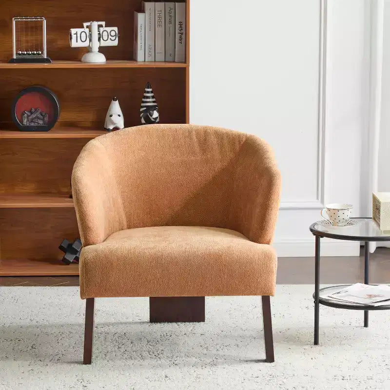 Mid-Century Modern Upholstered Accent Chair with Curved Back