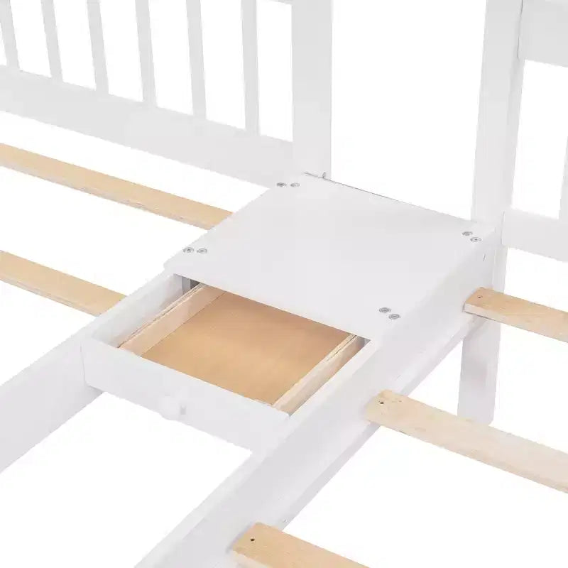 Full Over Twin and Twin Wooden Bunk Bed with 6 Drawers and Stair