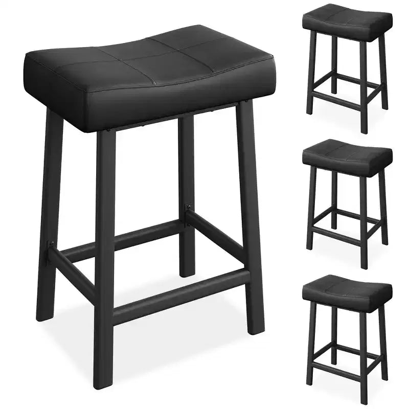 Bar Stools, Set of 2 or 4 Bar Chairs, Saddle Barstools with Curved Surface, 3.2 Thick Upholstery, for Kitchen, Dining Room, Cafe