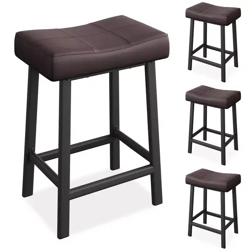 Bar Stools, Saddle Barstools with Curved Surface, 3.2 Thick Upholstery, for Kitchen, Dining Room, Cafe