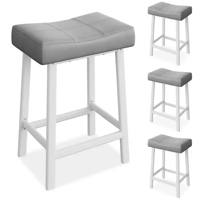 Bar Stools, Saddle Barstools with Curved Surface, 3.2 Thick Upholstery, for Kitchen, Dining Room, Cafe