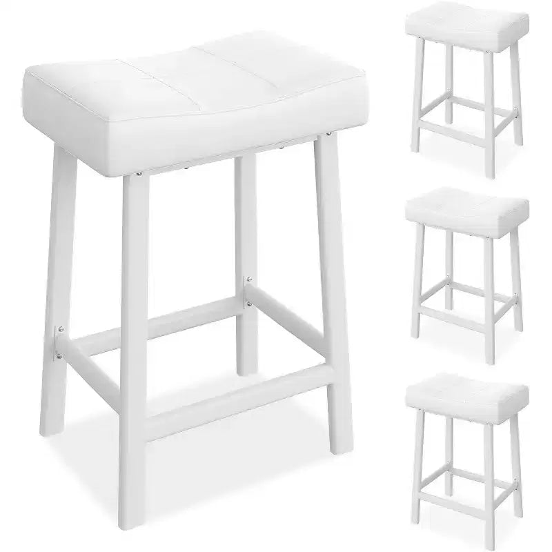 Bar Stools, Saddle Barstools with Curved Surface, 3.2 Thick Upholstery, for Kitchen, Dining Room, Cafe