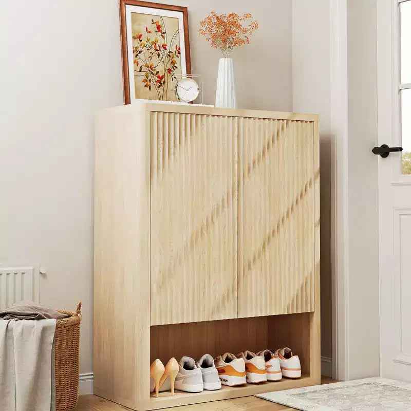 44.5 Tall 5-Tier Fluted Shoe Cabinet with Doors, Modern Shoe Storage Unit with Adjustable Shelves Freestanding for Entryway Hallway