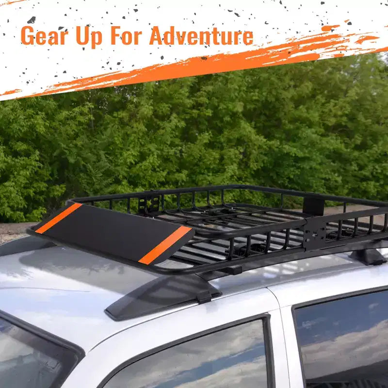 Galerie de toit, Panier de toit en acier pour le transport de marchandises, Support de bagages pour SUV et pick-up, Capacité de 90 kg