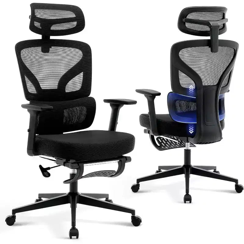 Ergonomic Desk Chair - Home Mesh Office Desk Chair with Lumbar Support, High-Back Computer Gaming Chair with Headrest, Rolling Swivel Task Chairs