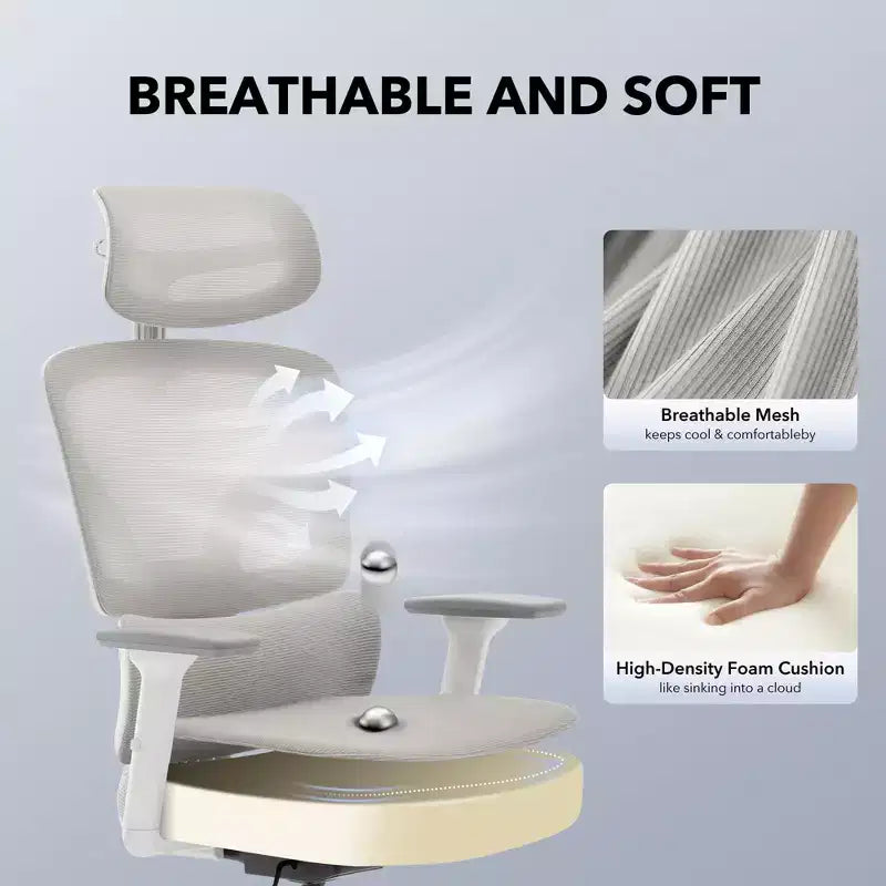 Ergonomic Desk Chair - Home Mesh Office Desk Chair with Lumbar Support, High-Back Computer Gaming Chair with Headrest, Rolling Swivel Task Chairs