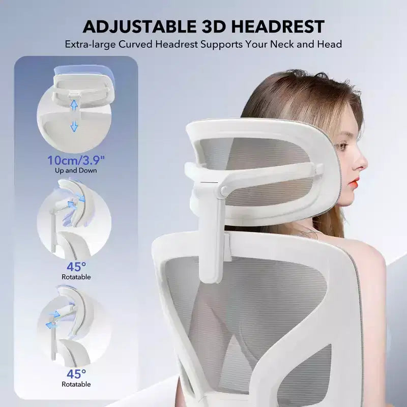 Ergonomic Desk Chair - Home Mesh Office Desk Chair with Lumbar Support, High-Back Computer Gaming Chair with Headrest, Rolling Swivel Task Chairs