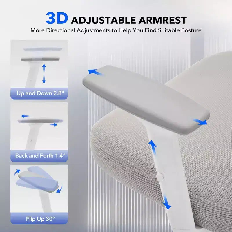 Ergonomic Desk Chair - Home Mesh Office Desk Chair with Lumbar Support, High-Back Computer Gaming Chair with Headrest, Rolling Swivel Task Chairs