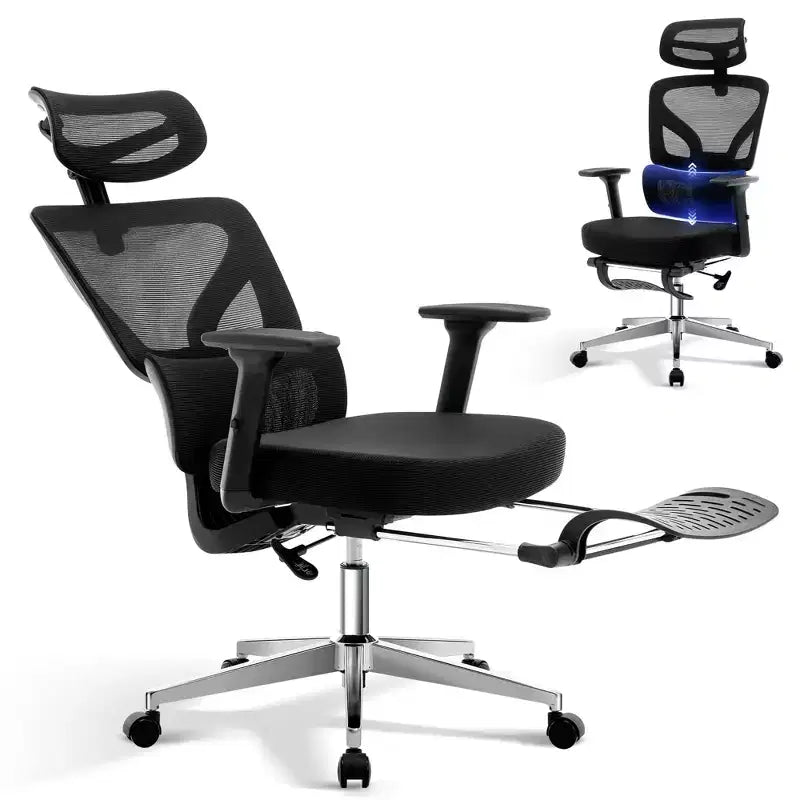 Ergonomic Desk Chair - Home Mesh Office Desk Chair with Lumbar Support, High-Back Computer Gaming Chair with Headrest, Rolling Swivel Task Chairs