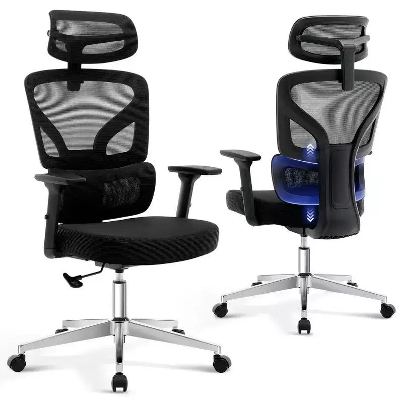 Ergonomic Desk Chair - Home Mesh Office Desk Chair with Lumbar Support, High-Back Computer Gaming Chair with Headrest, Rolling Swivel Task Chairs