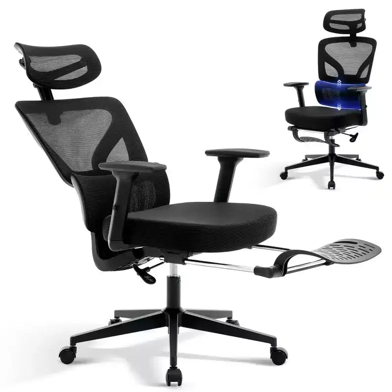 Ergonomic Desk Chair - Home Mesh Office Desk Chair with Lumbar Support, High-Back Computer Gaming Chair with Headrest, Rolling Swivel Task Chairs