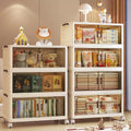 Stackable Collapsible Storage Bins, Foldable Lidded Storage Cabinet with Doors &amp; Wheels, Closet Organizer for Apartment, Home, Dorm, Office