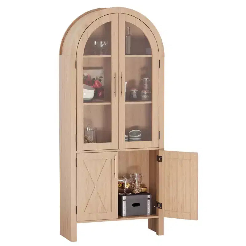 60-inch tall wooden arched kitchen cabinet
