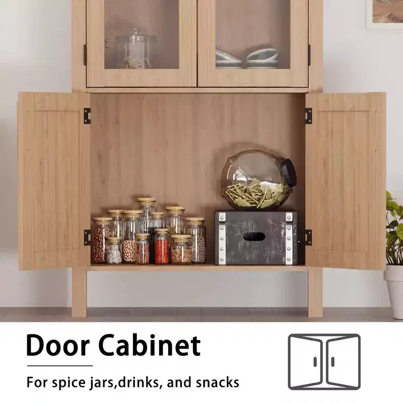 60-inch tall wooden arched kitchen cabinet