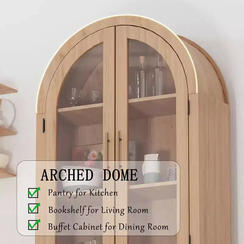 60-inch tall wooden arched kitchen cabinet