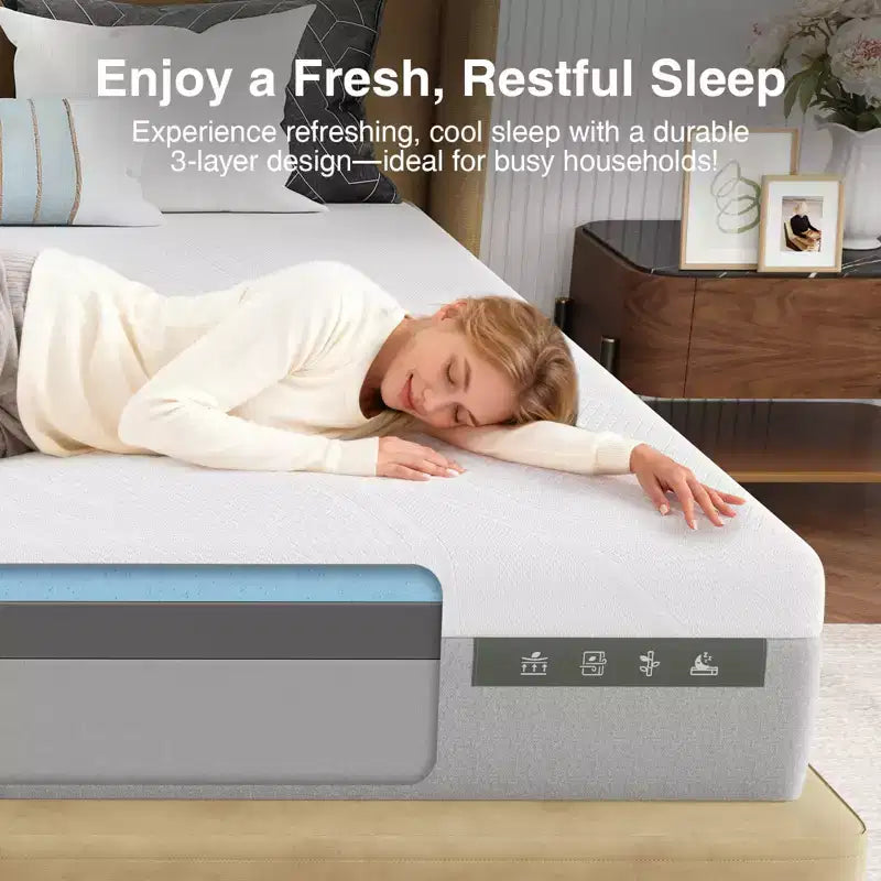 10/12/14 inch Medium Cooling Gel Memory Foam Bed-in-a-Box Mattress for Pressure Relief