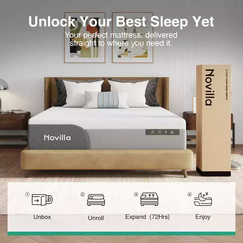 10/12/14 inch Medium Cooling Gel Memory Foam Bed-in-a-Box Mattress for Pressure Relief