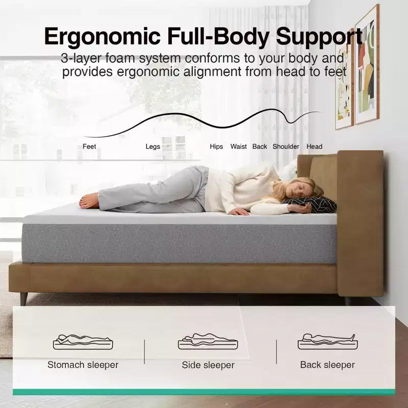10/12/14 inch Medium Cooling Gel Memory Foam Bed-in-a-Box Mattress for Pressure Relief